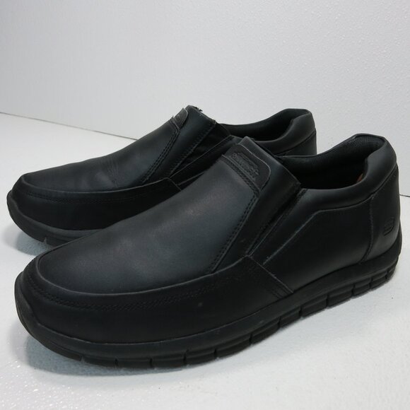 Skechers Leather Work Slip Resistant Comfort Loafers Men's Footwear Shoes Sz 13 - Picture 3 of 6